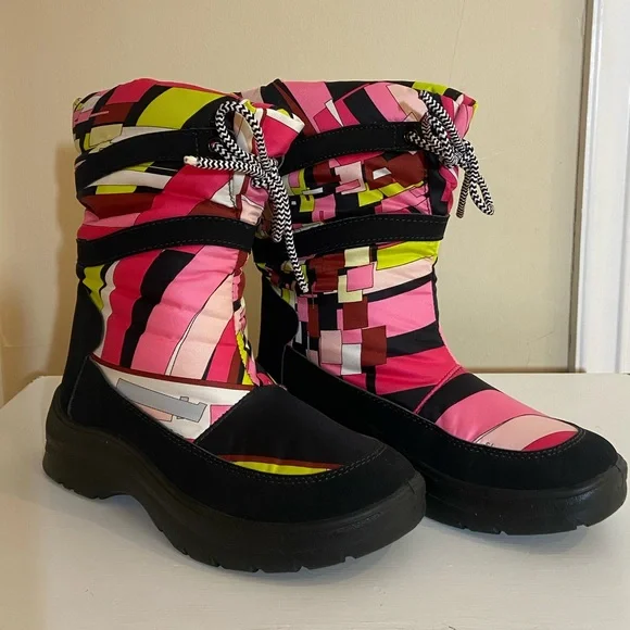 FINAL $ No Offers Emilio Pucci Authentic Classic Pink 60s Mod Design Moon Boots - Picture 10 of 13